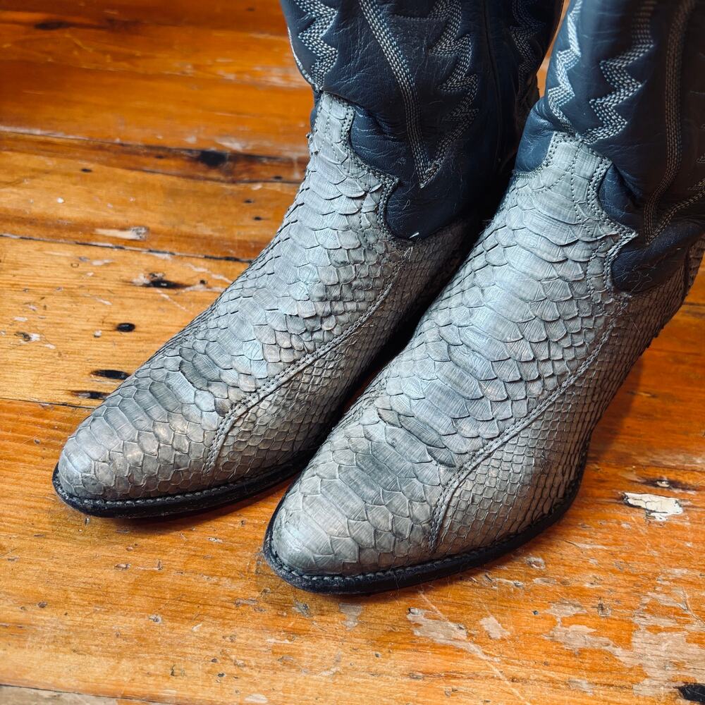 Vintage Justin Exotic Python Womens Western Cowboy Boot, Gray, 6.5B - Picture 3 of 7